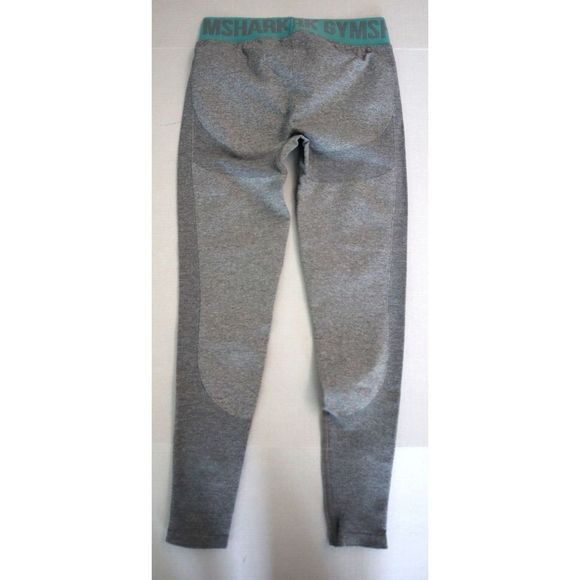 Gymshark Women's Sz S Gray/Teal Flex Seamless Mid-Waist Workout Leggings - Picture 2 of 6